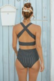 Black Dash High Waist Bikini Set