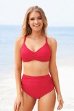 Red Twist Front High Waist Bikini Set